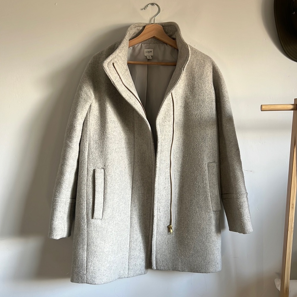 J Crew mid length coat, light gray size 4